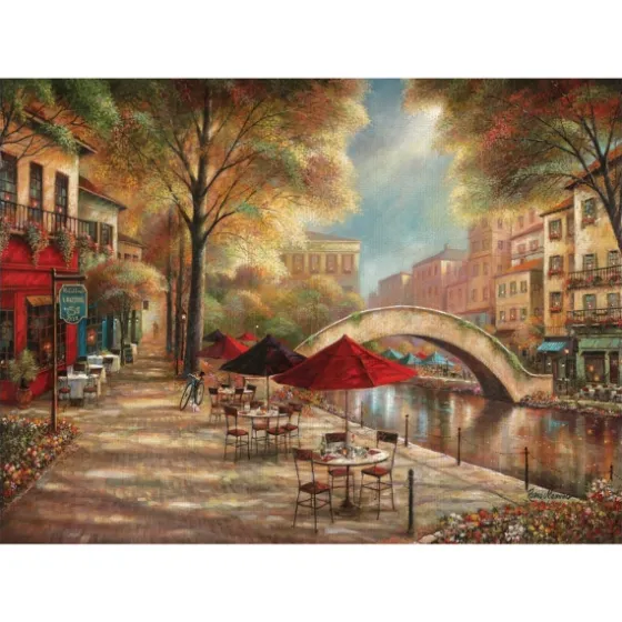 Riverwalk Charm Canvas Art Print By Ruane Manning-Kirkland's Home Clearance