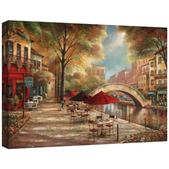 Riverwalk Charm Canvas Art Print By Ruane Manning-Kirkland's Home Clearance