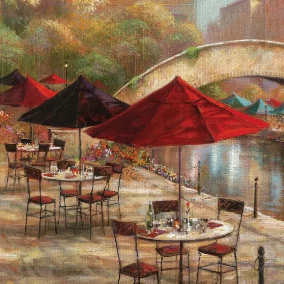 Riverwalk Charm Canvas Art Print By Ruane Manning-Kirkland's Home Clearance