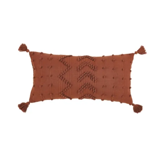 Roberta Rust Pom Pom Tassel Lumbar Pillow-Kirkland's Home Cheap