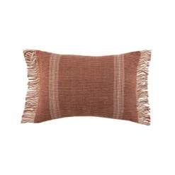 Roberta Rust Stripes Fringe Lumbar Pillow-Kirkland's Home Sale