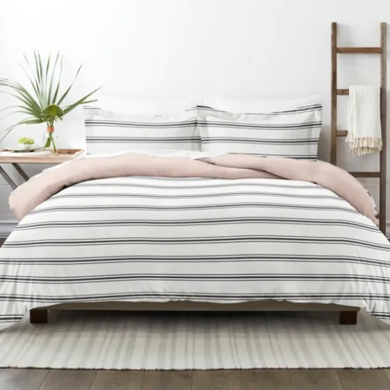 Rose Pink Echo Stripe 3-Pc. Queen Duvet Cover Set-Kirkland's Home Flash Sale