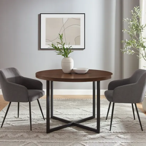 Round And Black X Base Dining Table-Kirkland's Home Outlet
