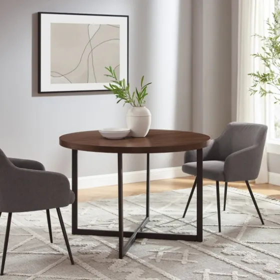 Round And Black X Base Dining Table-Kirkland's Home Outlet