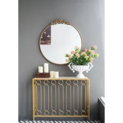 Round Antique Floral Scroll Mirror, 32 In.-Kirkland's Home Fashion