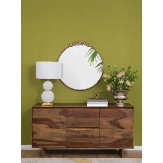 Round Antique Floral Scroll Mirror, 32 In.-Kirkland's Home Fashion