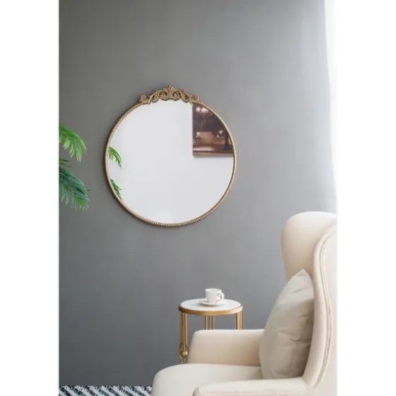 Round Antique Floral Scroll Mirror, 32 In.-Kirkland's Home Fashion