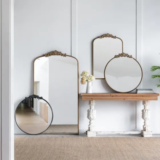 Round Antique Floral Scroll Mirror, 39 In.-Kirkland's Home Store