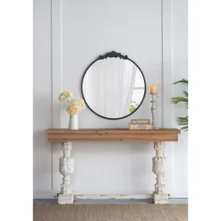 Round Antique Floral Scroll Mirror, 39 In.-Kirkland's Home Store