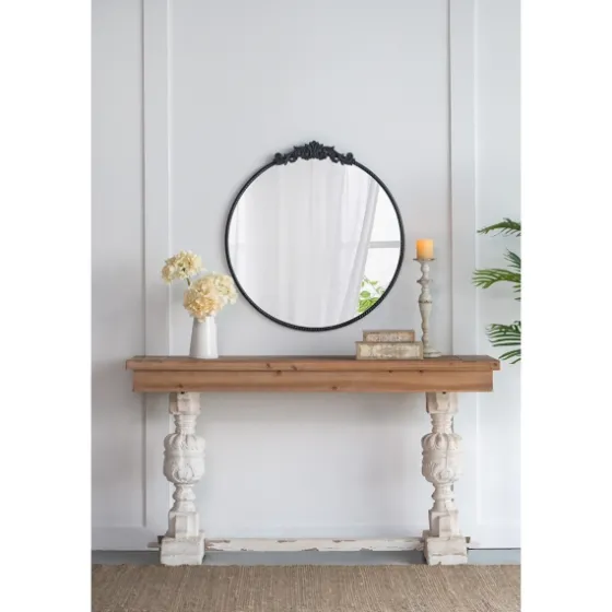 Round Antique Floral Scroll Mirror, 39 In.-Kirkland's Home Store