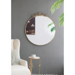 Round Antique Floral Scroll Mirror, 39 In.-Kirkland's Home Best