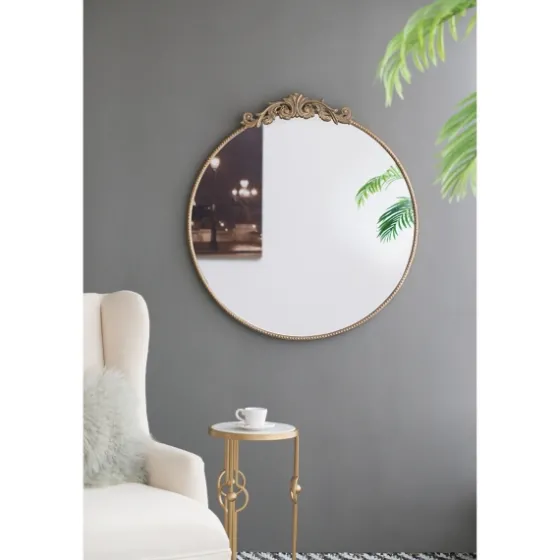 Round Antique Floral Scroll Mirror, 39 In.-Kirkland's Home Best