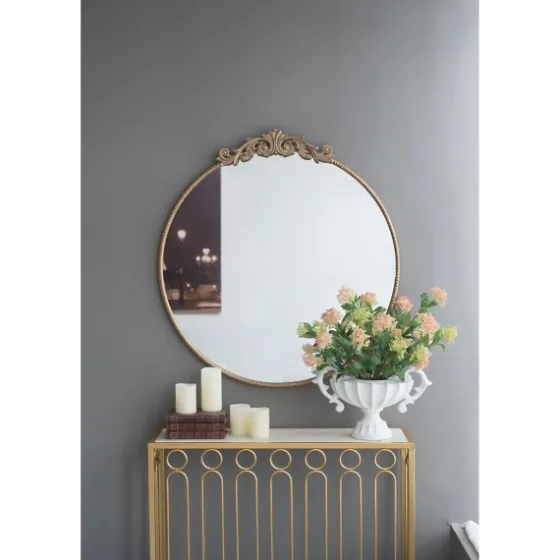 Round Antique Floral Scroll Mirror, 39 In.-Kirkland's Home Best