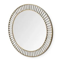 Round Antique Gold Double Beaded Mirror-Kirkland's Home Discount