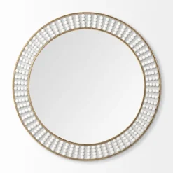 Round Antique Gold Double Beaded Mirror-Kirkland's Home Discount