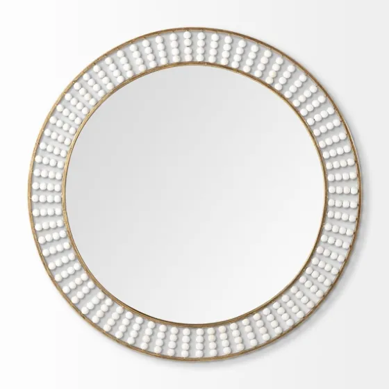 Round Antique Gold Double Beaded Mirror-Kirkland's Home Discount