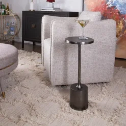 Round Antique Nickel Accent Table-Kirkland's Home Flash Sale