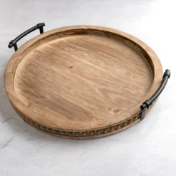 Round Beaded Wood Decorative Tray-Kirkland's Home Shop