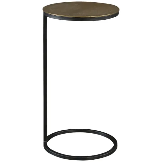 Round Black And Gold Metal C-Table-Kirkland's Home New
