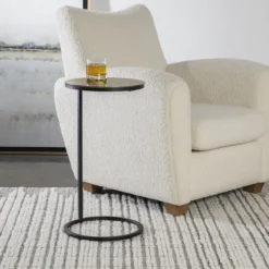 Round Black And Gold Metal C-Table-Kirkland's Home New
