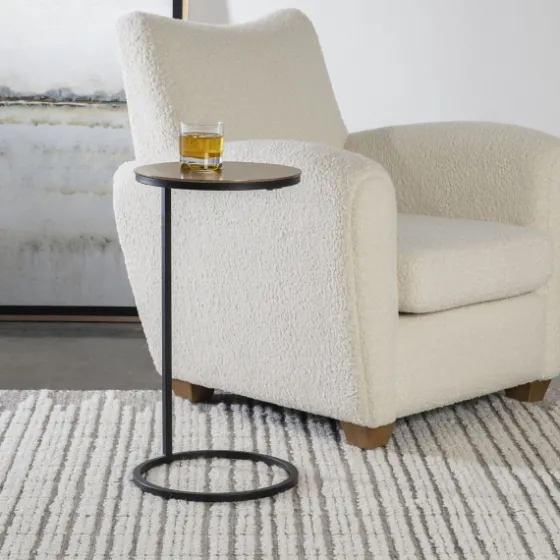 Round Black And Gold Metal C-Table-Kirkland's Home New