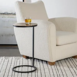 Round Black And Gold Metal C-Table-Kirkland's Home New