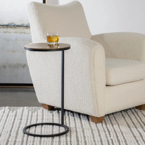 Round Black And Gold Metal C-Table-Kirkland's Home New