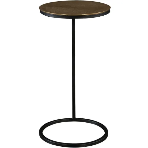 Round Black And Gold Metal C-Table-Kirkland's Home New