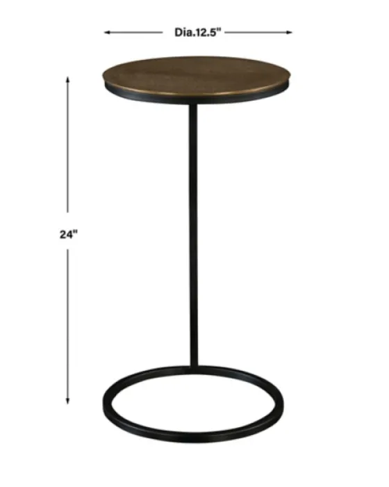 Round Black And Gold Metal C-Table-Kirkland's Home New
