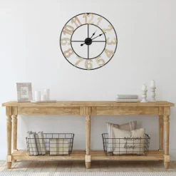 Round Black Metal Open Face Wall Clock-Kirkland's Home Shop