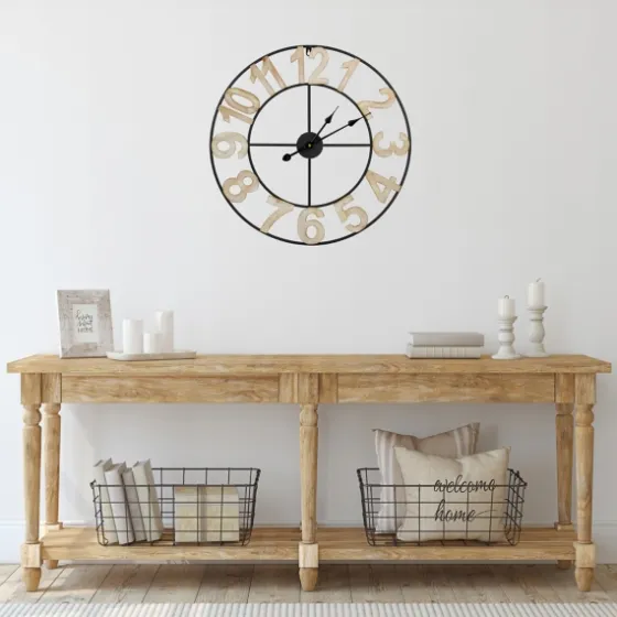 Round Black Metal Open Face Wall Clock-Kirkland's Home Shop