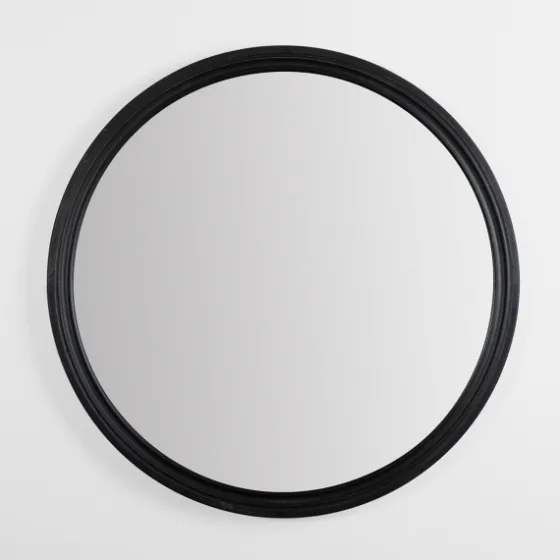 Round Black Wood Ridged Mirror-Kirkland's Home Online