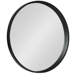 Round Black Wood Travis Accent Mirror-Kirkland's Home Store