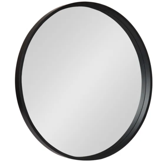 Round Black Wood Travis Accent Mirror-Kirkland's Home Store