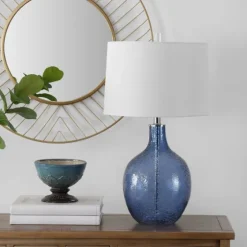 Round Blue Textured Glass Table Lamp-Kirkland's Home Best Sale