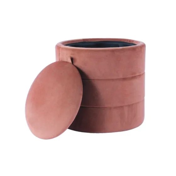 Round Blush Velvet Storage Ottoman-Kirkland's Home Store