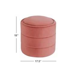 Round Blush Velvet Storage Ottoman-Kirkland's Home Store