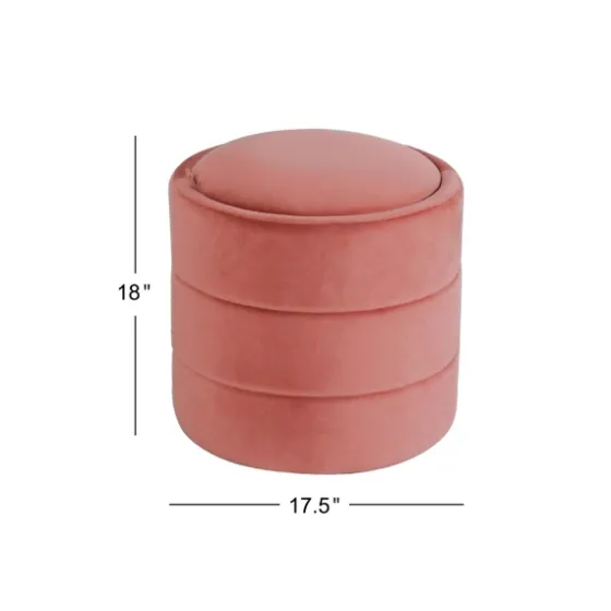 Round Blush Velvet Storage Ottoman-Kirkland's Home Store
