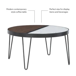 Round Brown Wood And White Marble Top Coffee Table-Kirkland's Home New