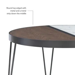 Round Brown Wood And White Marble Top Coffee Table-Kirkland's Home New