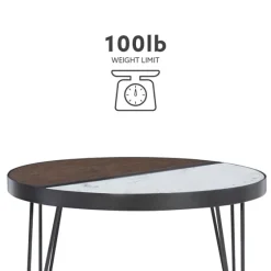 Round Brown Wood And White Marble Top Coffee Table-Kirkland's Home New