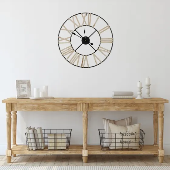 Round Carved Block Open Face Wall Clock-Kirkland's Home Best