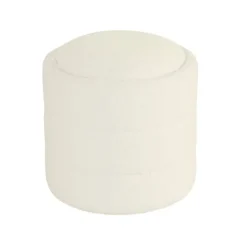 Round Cream Boucle Storage Ottoman-Kirkland's Home Fashion