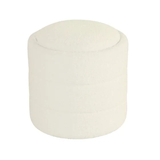 Round Cream Boucle Storage Ottoman-Kirkland's Home Fashion