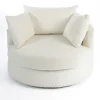 Round Cream Boucle Swivel Accent Chair-Kirkland's Home Sale