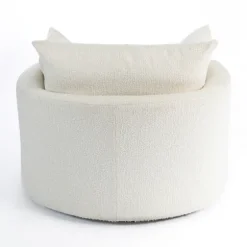 Round Cream Boucle Swivel Accent Chair-Kirkland's Home Sale
