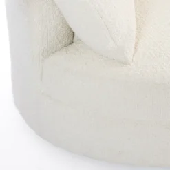 Round Cream Boucle Swivel Accent Chair-Kirkland's Home Sale