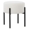 Round Cream Upholstered Metal Base Ottoman-Kirkland's Home Hot
