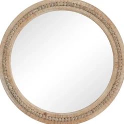 Round Distressed Beaded Wall Mirror, 28 In.-Kirkland's Home Fashion