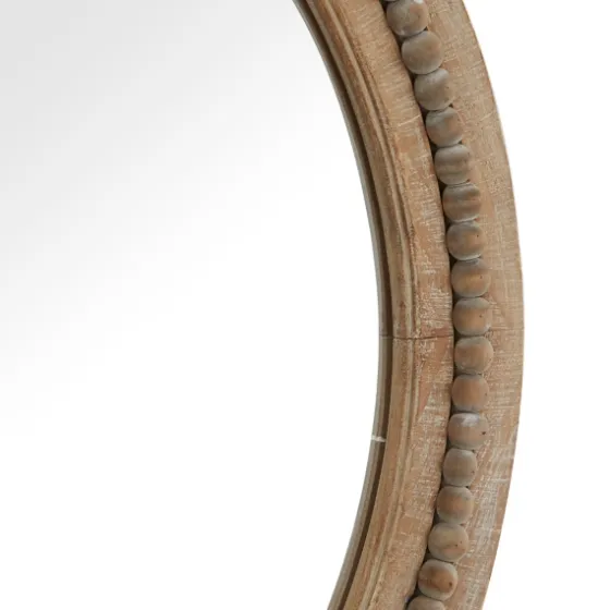Round Distressed Beaded Wall Mirror, 28 In.-Kirkland's Home Fashion